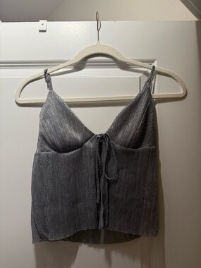 Urban Outfitters Silent Noise Silver Plissé Tie Tank – Size S